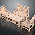 Rustic Wooden Outdoor Table Set With Matching Chairs And Natural Design