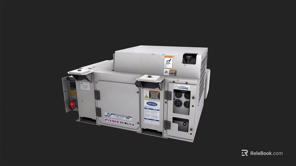 Industrial Equipment Control Panel Featuring Gray Enclosure Buttons And Labels 3d model 