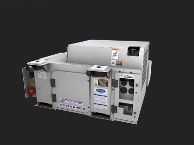 Industrial Equipment Control Panel Featuring Gray Enclosure Buttons And Labels 3d model