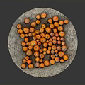 Pile of Fresh Orange Citrus Fruits On Round Natural Stone Plate