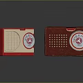 Vintage Electronic Radios with Red Brown Grille Round Knobs and Epic Design