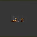 Character And Yellow Creature Near Metal Fence With Barrels Crates And Black Machine