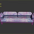 Modern Artistic Sofa with Colorful Pink Purple Blue Pattern and Purple Frame