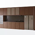Modern Wooden Sideboard Design In Kitchen With Cabinets Countertop And Appliances