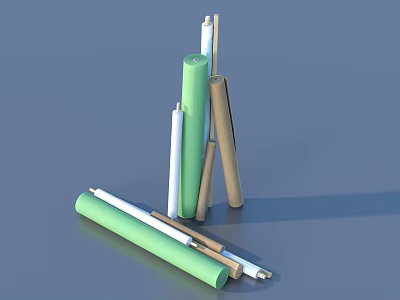 Green White and Brown Rolled Household Essentials for Daily Use 3d model