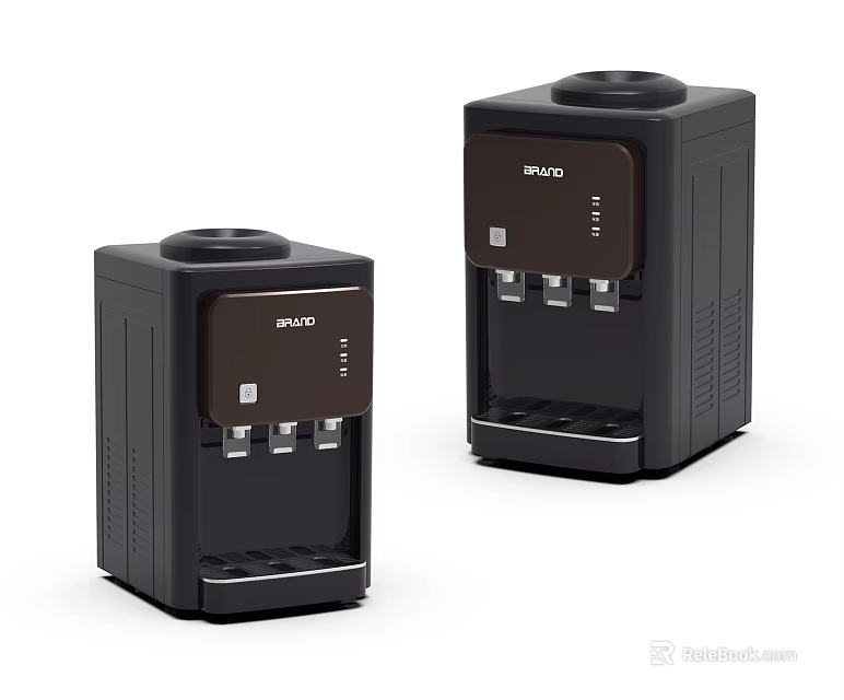 Two Black DIVO Water Dispensers With Control Panel And Water Taps 3d model 