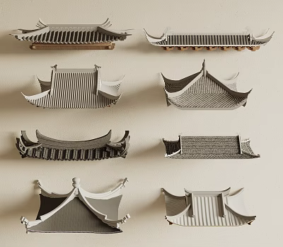 Chinese Traditional Roof Components with Various Classic Architectural Styles and Designs 3d model
