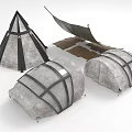 Outdoor Camping Tent Design With Conical Structure Rolled Up Storage And Groundsheet