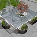 Modern Circular Building Design With Open Roof Tree And Green Plants Entrance