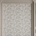 Elegant Modern Bedroom Accent Wall With Leaf Pattern Wallpaper Decorative Paneling And Wall Sconces 3d model