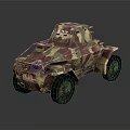 Vintage Military Armored Vehicle With Camouflage Paint Classic Wheels And Retro Design