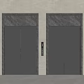 Two Modern Elevators With Gray Doors And Marble Frames Against Light Colored Walls 3d model