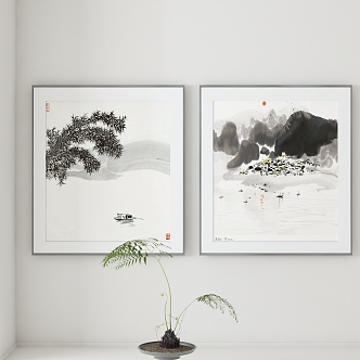 chinese landscape painting 3d model