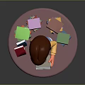Woman Standing on Pile of Books Holding Open Book Surrounded by Colorful Books