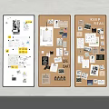 Three Stylish Corkboards With Notes Photos Papers And Memos