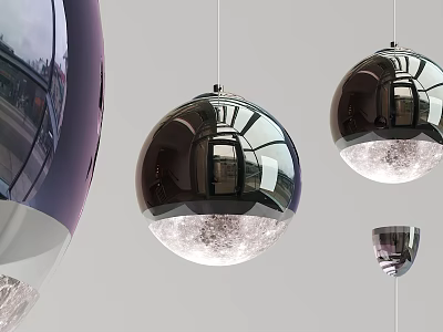 Modern Spherical Mirrored Pendant Lights With Frosted White Bottom For Interior Decorative Design 3d model