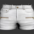 White Casual Shorts With Belt Front Button And Zipper Pockets Design
