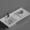 White Bathroom Washbasin With Modern Faucet Drainage Rack And Stack Of Towels