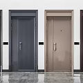 Modern Security Doors In Various Colors With Vertical Stripes And Smooth Surface Design 3d model