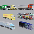 Various Types of Commercial Trucks in Different Colors and Functions