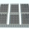 Six Architectural Building Panels With Geometric Grid Texture Arranged In Rows