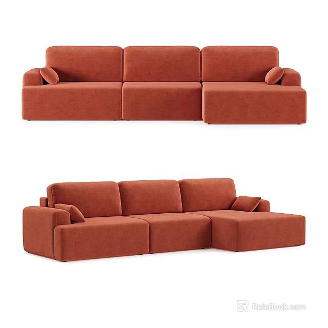 Modern Orange Sectional Sofa with Modular Design for Comfortable Living Room Seating 3d model