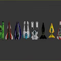 Colorful Spacecraft Models With Various Designs For Cosmic Exploration 3d model