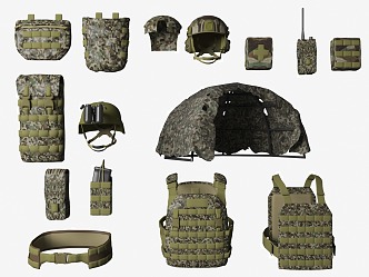 Military figures kit military accessories military accessories police equipment military tent helmet 3d model