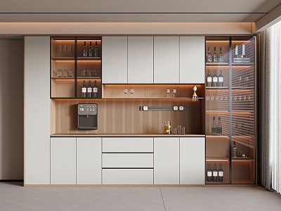 Modern Cream Style Sideboard Wine Cabinet 3d model