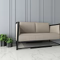 New Chinese-style double sofa fabric double sofa 3d model