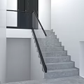Modern Interior Staircase Design With Gray Stone Steps And Black Railing 3d model