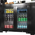 Modern Kitchen Interior With Grill Refrigerator Cabinets Spice Bottles And Potted Plant