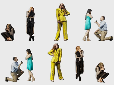 Modern Proposal Men and Women Figures European-style White-collar Beauty Business Women Hot Figures Female Figures Beauty 3d model