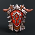 Ornate Medieval Shield Design Featuring Metal Spikes Red Emblem And Horns