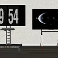 Two Modern TVs with Digital Time Display and Beyond Content on Adjustable Stands 3d model