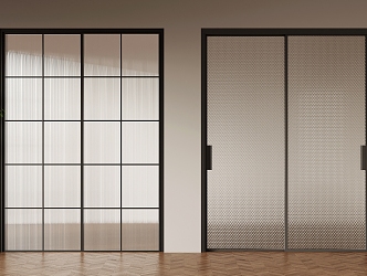 Modern sliding door Changhong glass craft glass 3d model