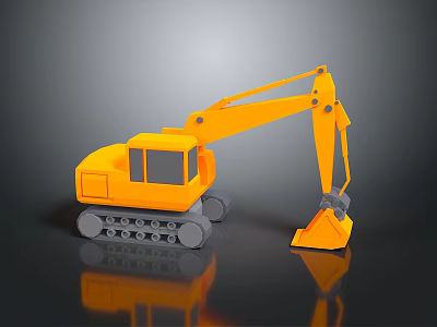 Yellow Functional Vehicle Excavator Featuring Tracks Mechanical Arm And Bucket 3d model