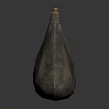 Handcrafted Gray Ceramic Bottle With Wooden Cork And Textured Surface Design 3d model