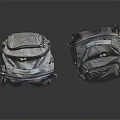 Two Stylish Backpacks Dark And Light Colored With Reflective Surface On Dark Background