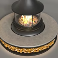 Modern Freestanding Fireplace with Black Chimney Glass Front Flames and Wood Logs Base