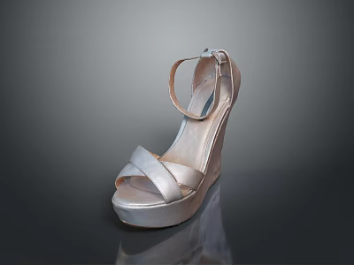 Elegant Women's Wedge Heels With Satin Material And Cross Strap Design 3d model