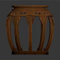 Traditional Wooden Stool With Carved Details Curved Legs And Round Seat