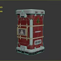 Red Commercial Equipment With Silver Top Sturdy Structure And Warning Sign For Industrial Use