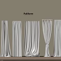 White Curtains In Different Styles For Interior With Beige Wall And Wooden Floor