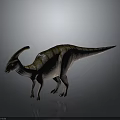 Realistic Horned Striped Dinosaur With Long Neck And Tail Standing On Gray Background