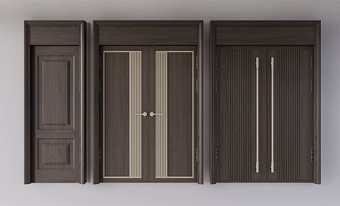 New Chinese style double door entrance door 3d model