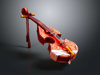 Unique Red Violin Shaped Household Item With Decorative Patterns And White Base 3d model