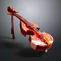 Unique Red Violin Shaped Household Item With Decorative Patterns And White Base