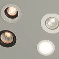 Modern Recessed Spotlights With White And Black Frames Illuminated On Ceiling 3d model