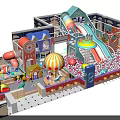 Colorful Indoor Playground With Slides Ball Pit Themed Buildings And Interactive Play Areas